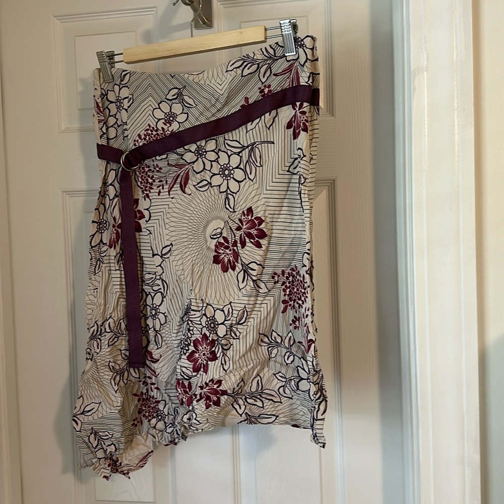Mango purple floral asymmetrical skirt - size 8